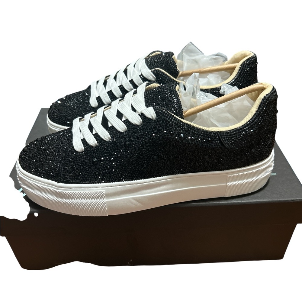 Betsey Johnson Sidny Black Rhinestone Platform Sneakers Size 8 NIB - Picture 5 of 9